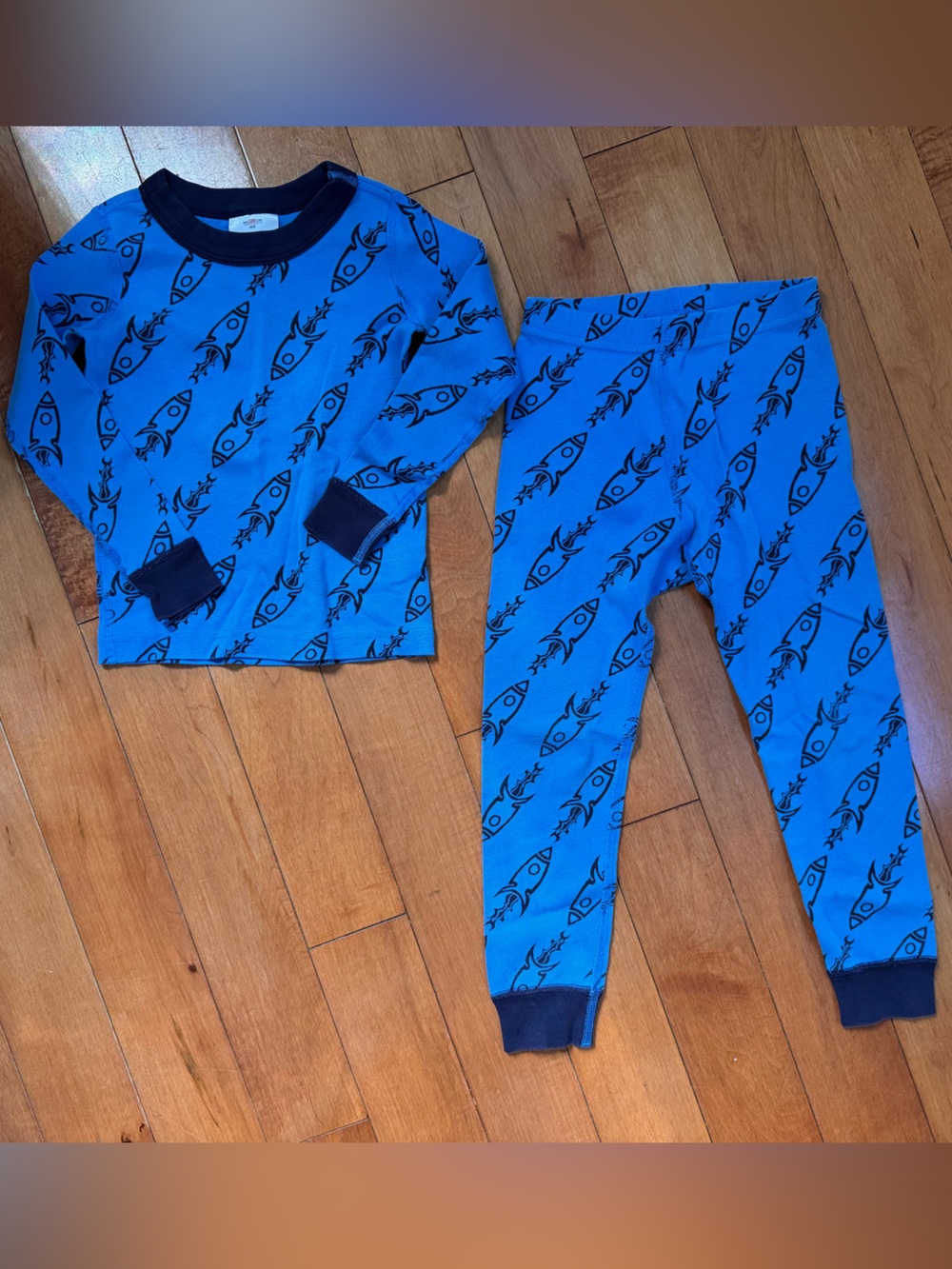 Hanna Andersson Blue Rocket Print Pajama Set